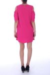 KLEID TUNIKA SCHULTERN PERLEN 9042 FUSHIA