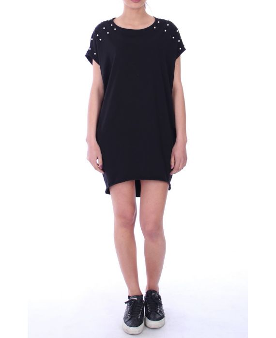 ROBE TUNIQUE PERLES 9039 NOIR