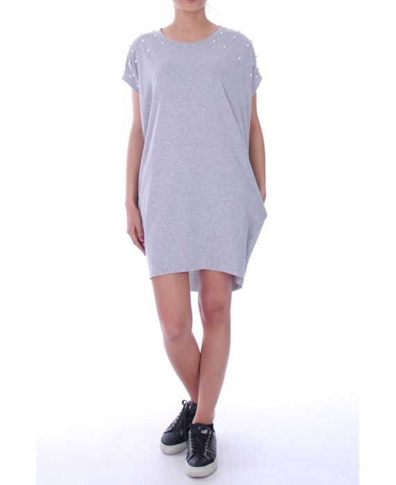 TUNIC DRESS BEADED 9039 GRAY