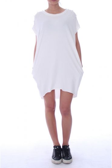 TUNIC DRESS BEADED 9039 WHITE