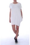 ROBE TUNIQUE PERLES 9039 BLANC