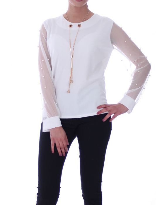 TOP BIJOU PERLES 6092 BLANC