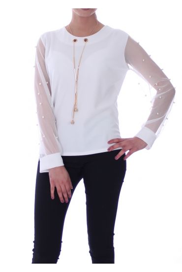 TOP BIJOU PERLES 6092 BLANC