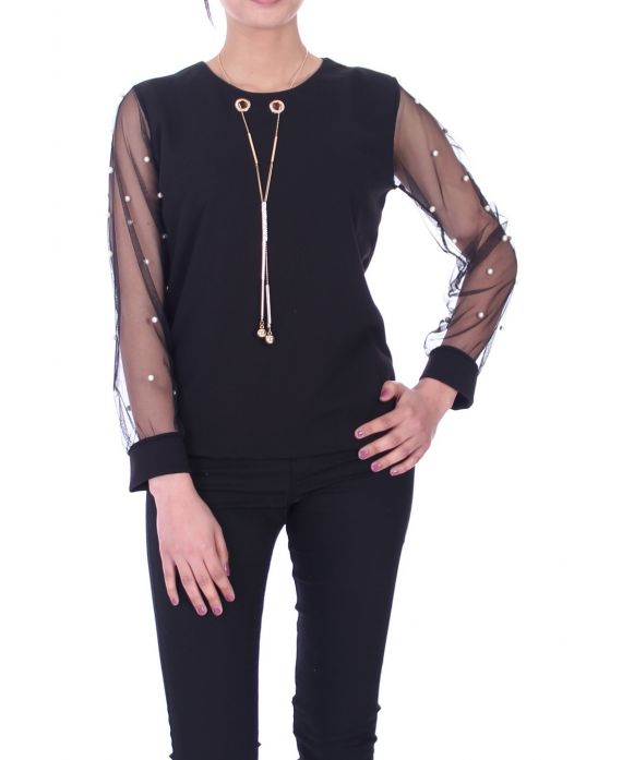 TOP BIJOU PERLES 6092 NOIR