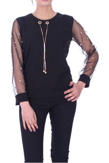 TOP BIJOU PERLES 6092 NOIR