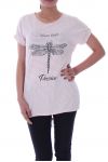 T-SHIRT IMPRIME STRASS 9020 ROSE