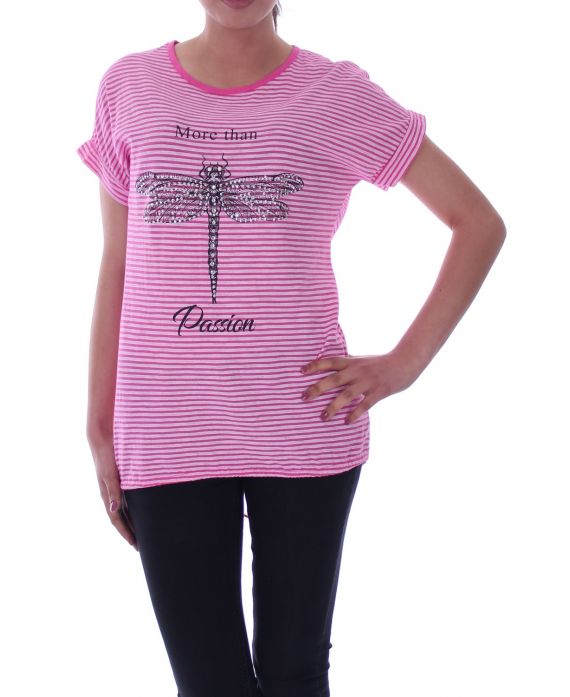 T-SHIRT BEDRUKKEN STRASS 9020 FUSHIA