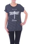 T-SHIRT IMPRIME STRASS 9020 NOIR