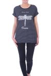 T-SHIRT IMPRIME STRASS 9020 NOIR