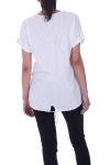 T-SHIRT IMPRIME STRASS 9020 BLANC