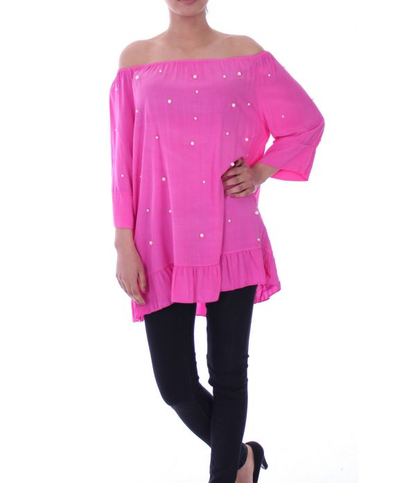 TUNIC BEADED 9031 FUSHIA