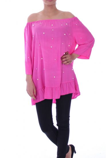 TUNIC BEADED 9031 FUSHIA