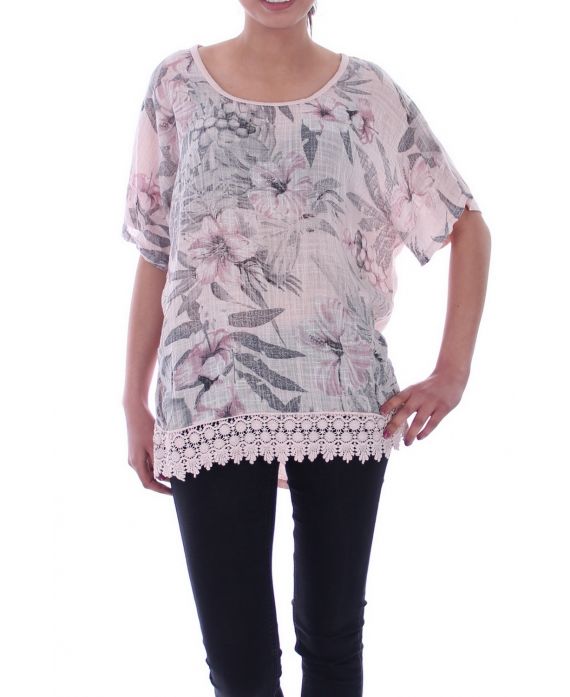 TOP DRUCKT SPITZE 9016 ROSA