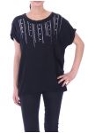 T-SHIRT RHINESTONE 9018 BLACK