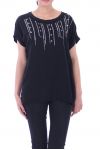 T-SHIRT RHINESTONE 9018 BLACK