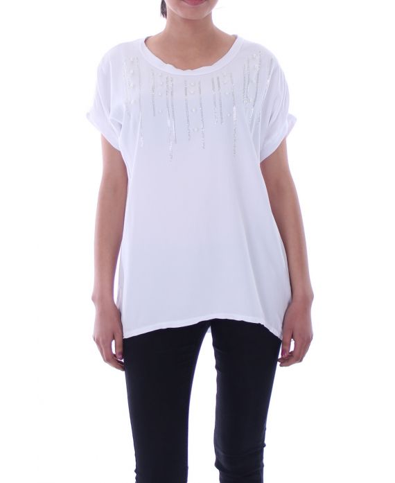 T-SHIRT STRASS 9018 BLANC