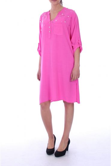 KLEID TUNIKA PERLEN 9019 FUSHIA