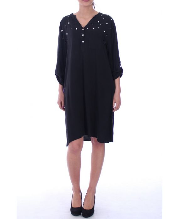 ROBE TUNIQUE PERLES 9019 NOIR