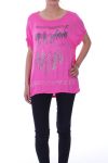 T-SHIRT DI PIUME STRASS 9029 FUSHIA