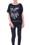 T-SHIRT PLUMES STRASS 9029 NOIR