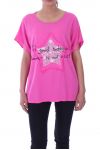 T-SHIRT DE ESTRELLA LENTEJUELAS 9033 FUSHIA