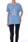 T-SHIRT DE ESTRELLA LENTEJUELAS 9033 AZUL