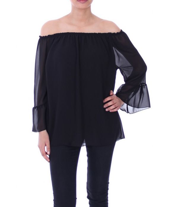 TUNIC NECKLINE ELASTIQUEE 9027 BLACK