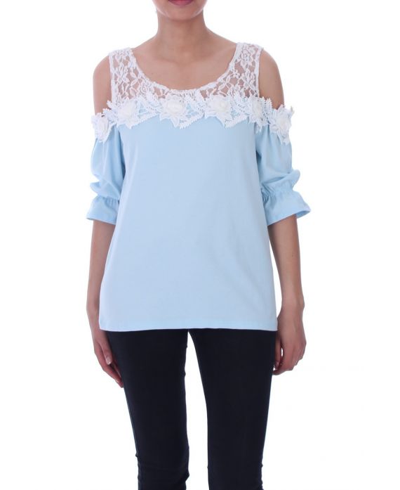 LACE TOP 9010 BLAUW