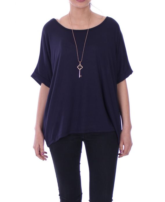 T-SHIRT + COLLANA 9038 BLU NAVY