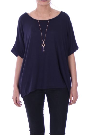 T-SHIRT + COLLANA 9038 BLU NAVY