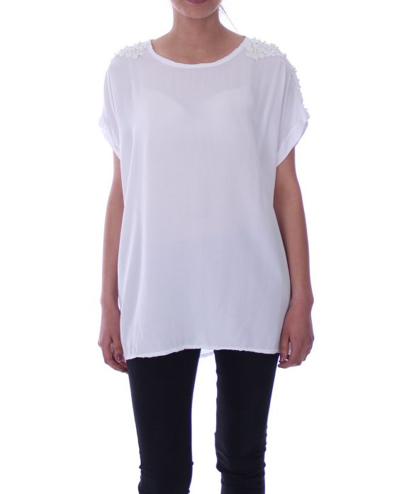 TOP EPAULES PERLES 9014 BLANC