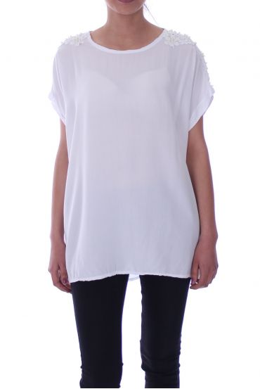 TOP EPAULES PERLES 9014 BLANC