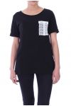 T-SHIRT DENTELLE PERLES 9013 NOIR