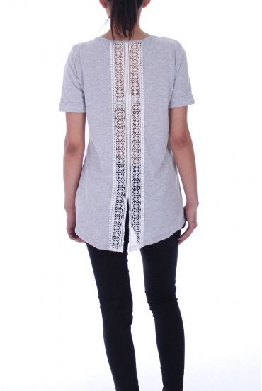 T-SHIRT DENTELLE PERLES 9013 GRIS