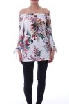 TUNIC PRINTED TROPICAL 5072 WHITE