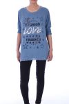 T-SHIRT BEDRUKKEN PAILLETTEN LIEFDE 5099 BLAUW