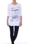 T-SHIRT STAMPA PAILLETTES AMORE 5099 BIANCO