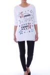 T-SHIRT PRINTING SEQUINS LOVE 5099 WHITE