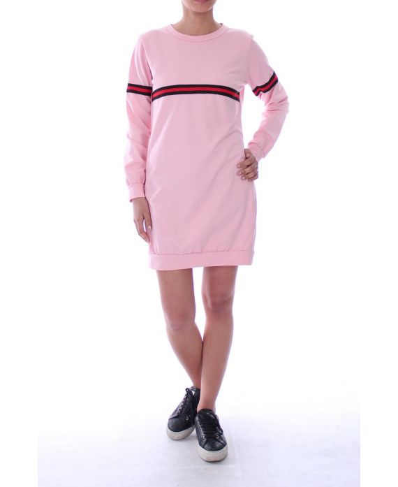 LANGE T-SHIRT HAT STREIFEN-6009 ROSA