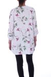 GROßE GRÖßE BLUSE LEINEN BLUMEN 6046 WEIß