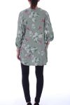 GROOT FORMAAT LINNEN BLOUSE BLOEMEN 6046 MILITAIRE GROEN