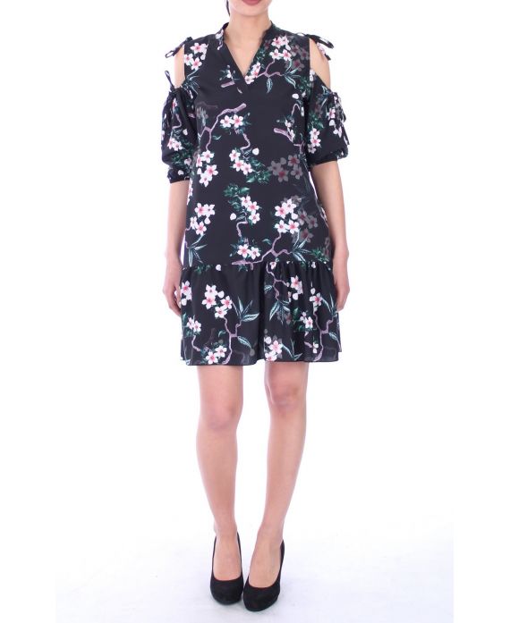 JURK FLOWER 9046 ZWART