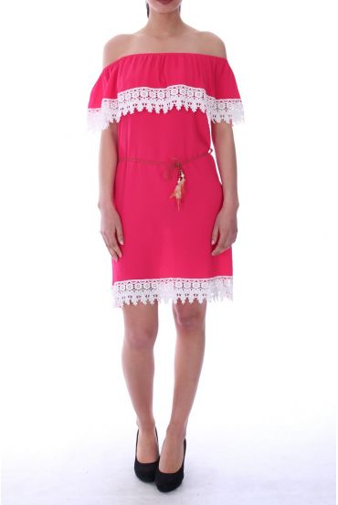 ABITO SPALLE DENUDEES PIZZO 9048 FUSHIA