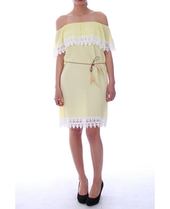 DRESS SHOULDERS DENUDEES LACE 9048 YELLOW