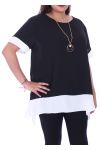 GRANDE TAILLE TOP BICOLORE + COLLIER 9056 NOIR