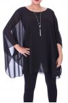 LARGE SIZE TUNIC + NECKLACE 9055 BLACK