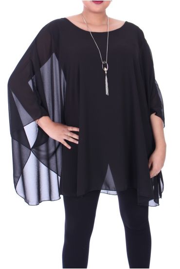 GRANDE TAILLE TUNIQUE + COLLIER 9055 NOIR