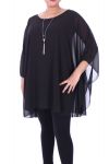 LARGE SIZE TUNIC + NECKLACE 9055 BLACK