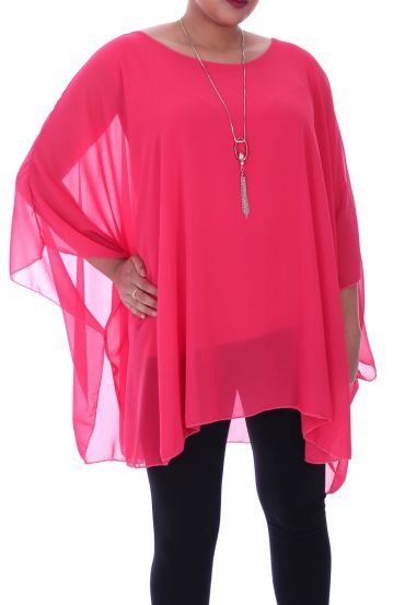 LARGE SIZE TUNIC + NECKLACE 9055 CORAL