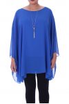 GRANDE TAILLE TUNIQUE + COLLIER 9055 BLEU ROYAL